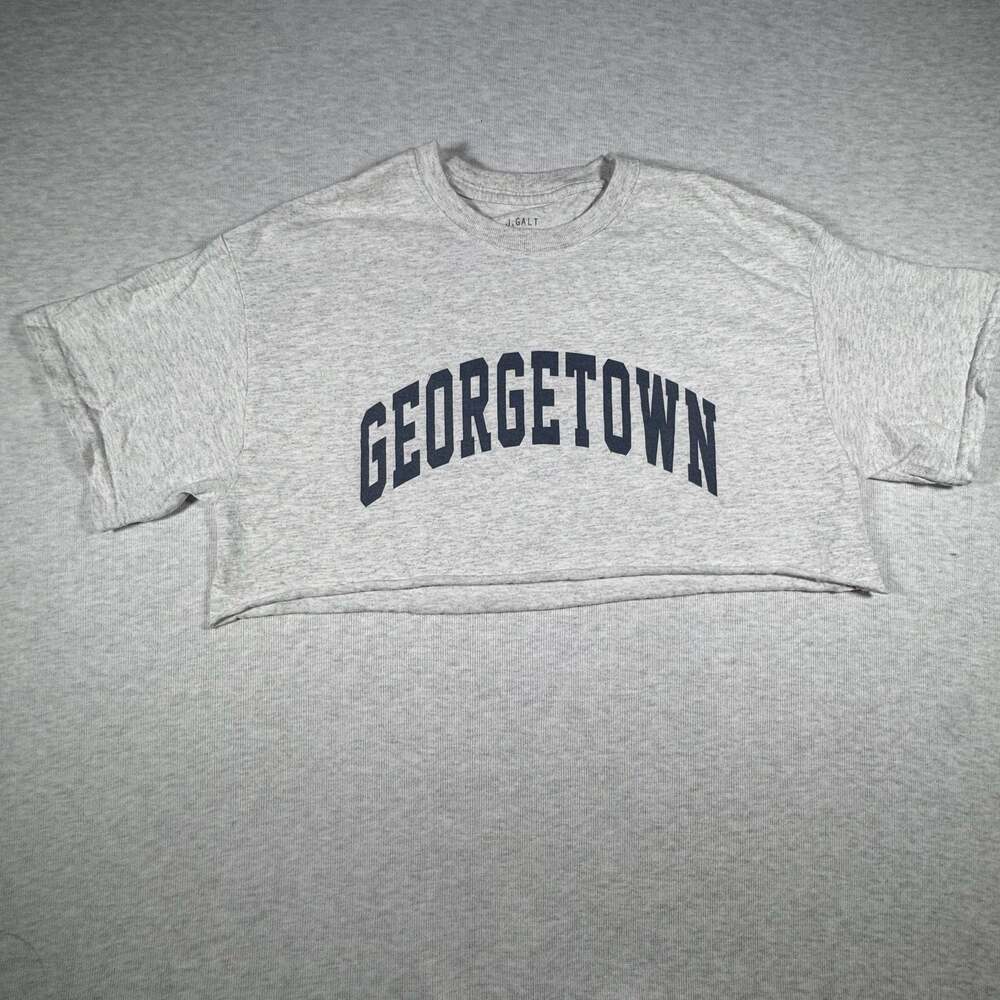 J.Galt Brandy Melville Georgetown University Navy blue Heather Gray Crop T-Shirt